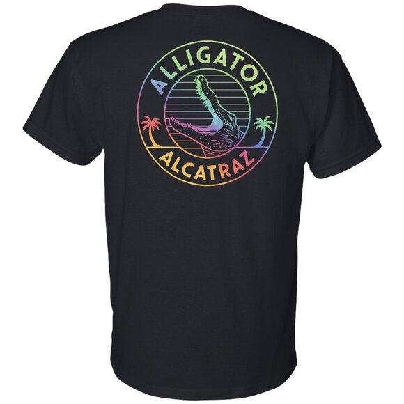 White Alligator Alcatraz Unisex T-Shirt Black - Picture 1 of 2